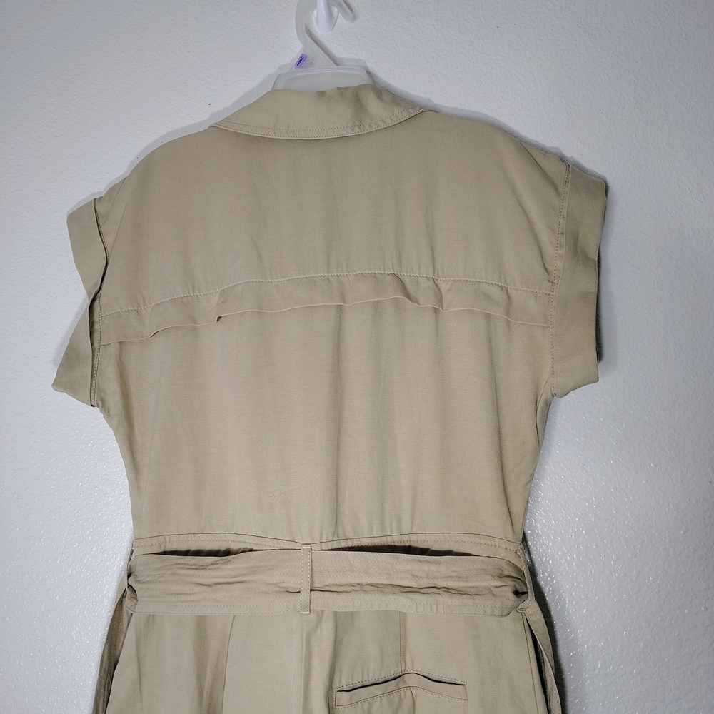 Madewell Beige Utility Romper Belted Short Sleeve Five Pockets Sz 6 Linen Blend - Picture 13 of 16